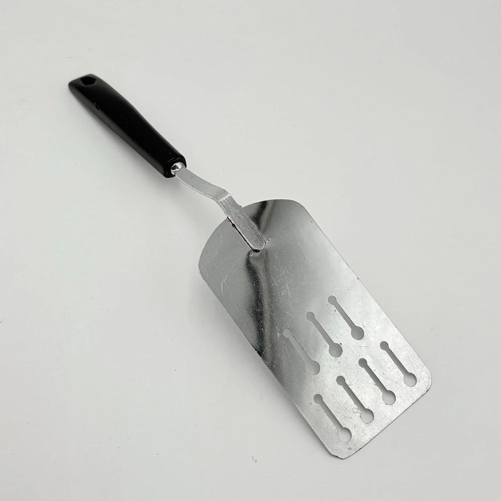 Vintage ECKO SPATULA Chrome Keyhole Slots Black Plastic Handle Made in U.S.A
